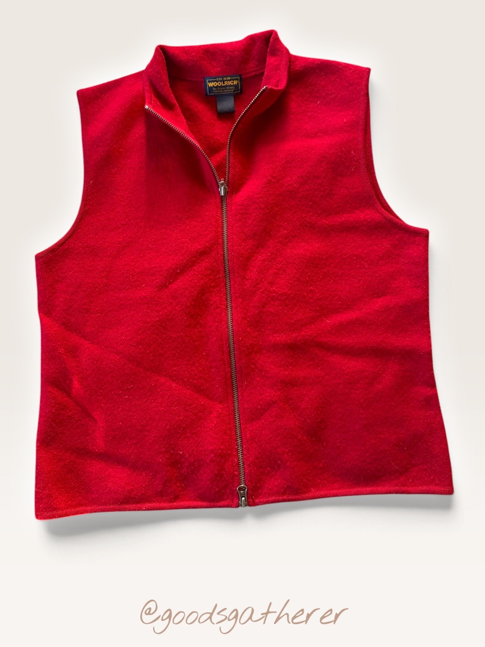 Woolrich 100% Wool Full Zip Vest Women’s L Ruby Red